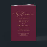 Delicate Gold Calligraphy Burgundy Folded Wedding Programme<br><div class="desc">This delicate gold calligraphy burgundy folded wedding program is perfect for a modern wedding. The romantic minimalist design features lovely and elegant champagne golden yellow typography on a burgundy red background with a clean and simple look.</div>