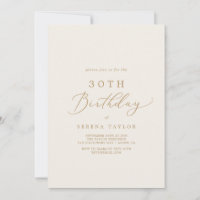 Delicate Gold Calligraphy | Cream 30th Birthday