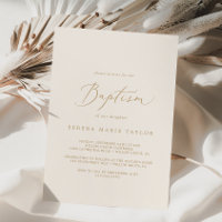 Delicate Gold Calligraphy | Cream Baptism