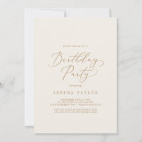 Delicate Gold Calligraphy | Cream Birthday Party