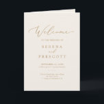 Delicate Gold Calligraphy | Cream Folded Wedding Programme<br><div class="desc">This delicate gold calligraphy cream folded wedding program is perfect for a modern wedding. The romantic minimalist design features lovely and elegant champagne golden yellow typography on an ivory cream background with a clean and simple look.</div>