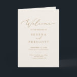 Delicate Gold Calligraphy | Cream Folded Wedding Programme<br><div class="desc">This delicate gold calligraphy cream folded wedding program is perfect for a modern wedding. The romantic minimalist design features lovely and elegant champagne golden yellow typography on an ivory cream background with a clean and simple look.</div>