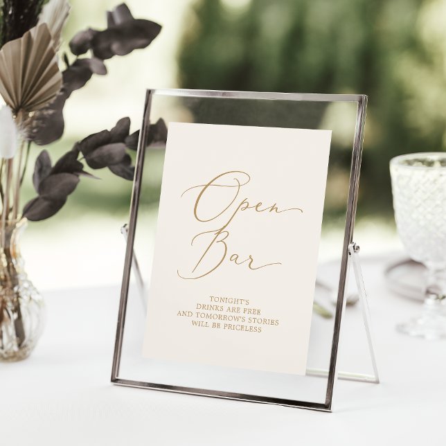 Delicate Gold Calligraphy | Cream Open Bar Poster (Creator Uploaded)