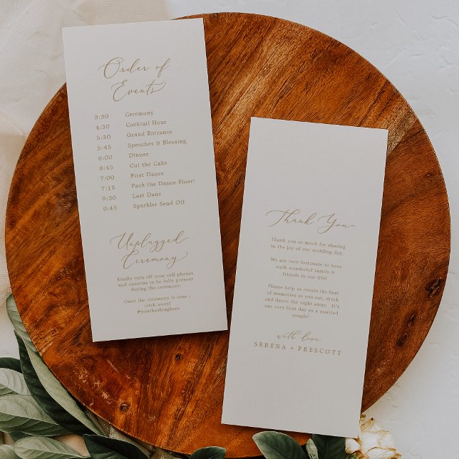Delicate Gold Calligraphy | Cream Page 2 Wedding Programme (Delicate Gold Calligraphy | Cream Page 2 Wedding Program)