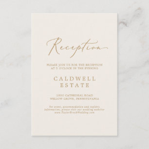 Delicate Gold Calligraphy   Cream Reception Enclosure Card