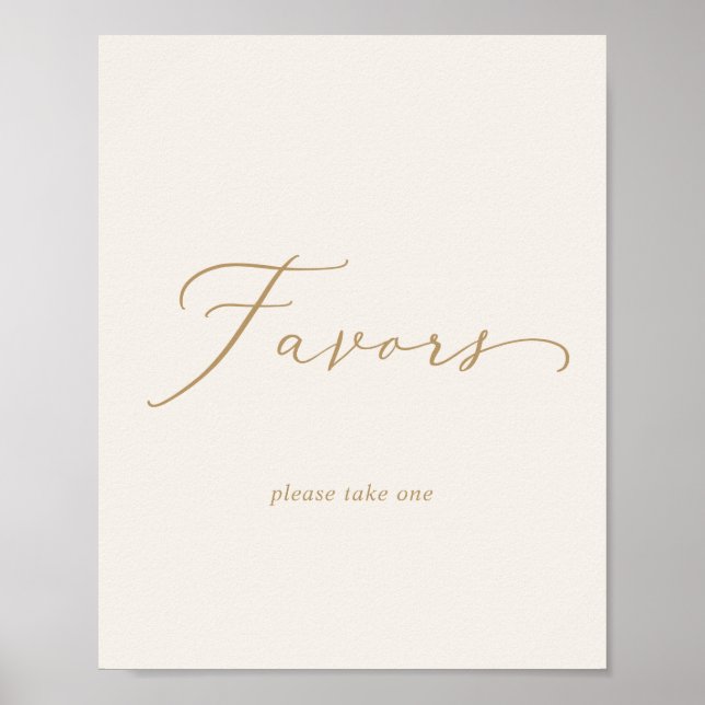 Delicate Gold Calligraphy | Cream Wedding Favours Poster (Front)