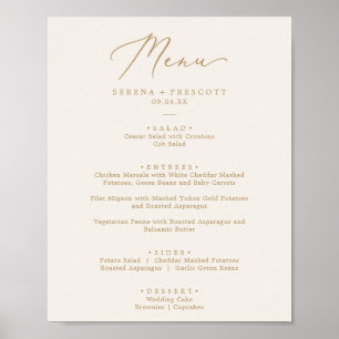 Delicate Gold Calligraphy   Cream Wedding Menu Poster