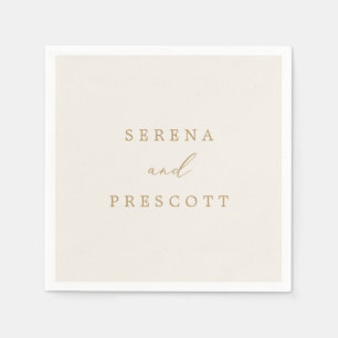 Delicate Gold Calligraphy   Cream Wedding Napkins