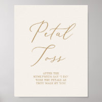 Delicate Gold Calligraphy Cream Wedding Petal Toss