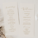 Delicate Gold Calligraphy | Cream Wedding Programme<br><div class="desc">This delicate gold calligraphy cream wedding program is perfect for a modern wedding. The romantic minimalist design features lovely and elegant champagne golden yellow typography on an ivory cream background with a clean and simple look. Include the name of the bride and groom, the wedding date and location, thank you...</div>