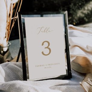 Delicate Gold Calligraphy   Cream Wedding Table Number