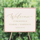 Delicate Gold Calligraphy | Cream Wedding Welcome Poster<br><div class="desc">This delicate gold calligraphy cream wedding welcome poster is perfect for a modern wedding. The romantic minimalist design features lovely and elegant champagne golden yellow typography on an ivory cream background with a clean and simple look. Customize the poster with the name of the bride and groom, and the date...</div>