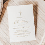 Delicate Gold Calligraphy Cross Christening Invitation<br><div class="desc">This delicate gold calligraphy cross christening invitation is perfect for a modern baby christening. The romantic minimalist design features lovely and elegant champagne golden yellow typography on a white background with a clean and simple look.</div>