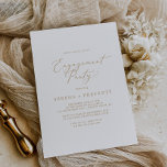 Delicate Gold Calligraphy Engagement Party Invitation<br><div class="desc">This delicate gold calligraphy engagement party invitation is perfect for a modern engagement event. The romantic minimalist design features lovely and elegant champagne golden yellow typography on a white background with a clean and simple look.</div>