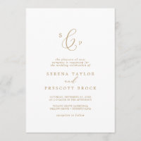 Delicate Gold Calligraphy Formal Monogram Wedding