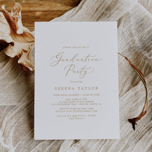 Delicate Gold Calligraphy Graduation Party Invitation