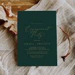 Delicate Gold Calligraphy | Green Engagement Party Invitation<br><div class="desc">This delicate gold calligraphy green engagement party invitation is perfect for a modern engagement event. The romantic minimalist design features lovely and elegant champagne golden yellow typography on an emerald green background with a clean and simple look.</div>