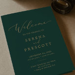 Delicate Gold Calligraphy | Green Folded Wedding Programme<br><div class="desc">This delicate gold calligraphy green folded wedding program is perfect for a modern wedding. The romantic minimalist design features lovely and elegant champagne golden yellow typography on an emerald green background with a clean and simple look.</div>