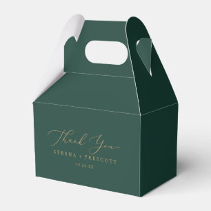 Delicate Gold Calligraphy Green Thank You Favour Box