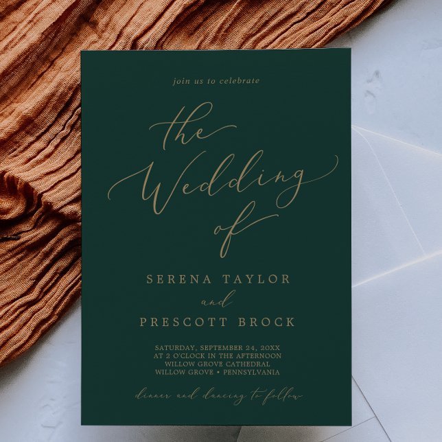 Delicate Gold Calligraphy | Green The Wedding Of Invitation (Creator Uploaded)