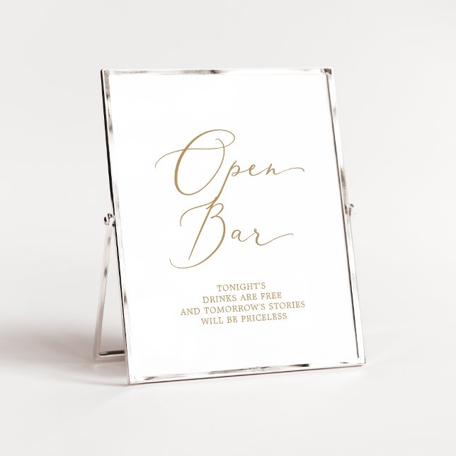 Delicate Gold Calligraphy Open Bar Sign (Creator Uploaded)