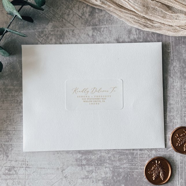 Delicate Gold Calligraphy RSVP Address Labels (Creator Uploaded)