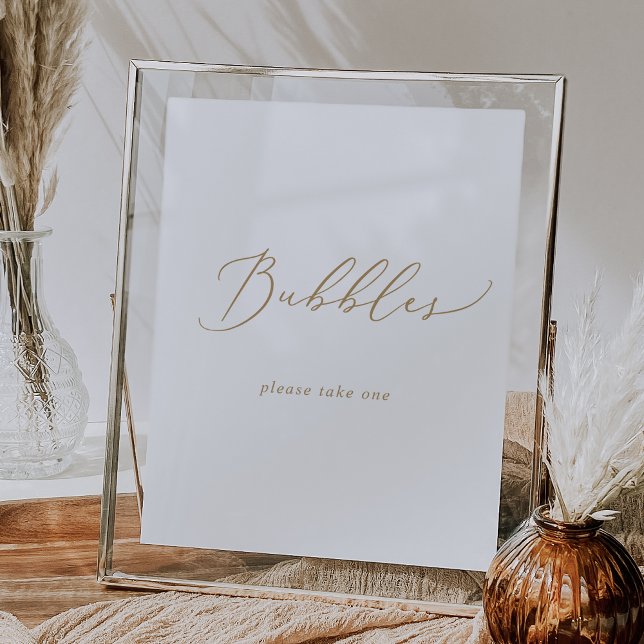 Delicate Gold Calligraphy Send Off Wedding Bubbles Poster (Delicate Gold Calligraphy Send Off Wedding Bubbles Poster)