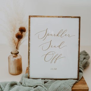 Delicate Gold Calligraphy Sparkler Send Off Poster