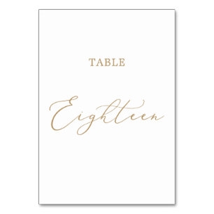 Delicate Gold Calligraphy Table Eighteen Table Number