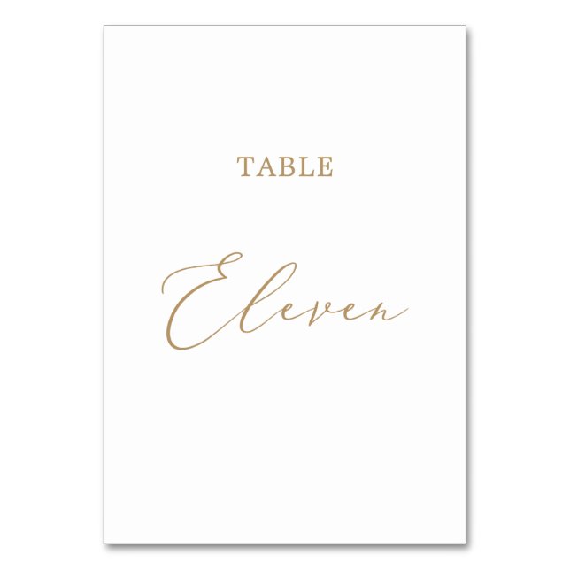 Delicate Gold Calligraphy Table Eleven Table Number (Front)