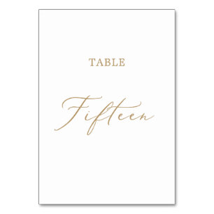Delicate Gold Calligraphy Table Fifteen Table Number