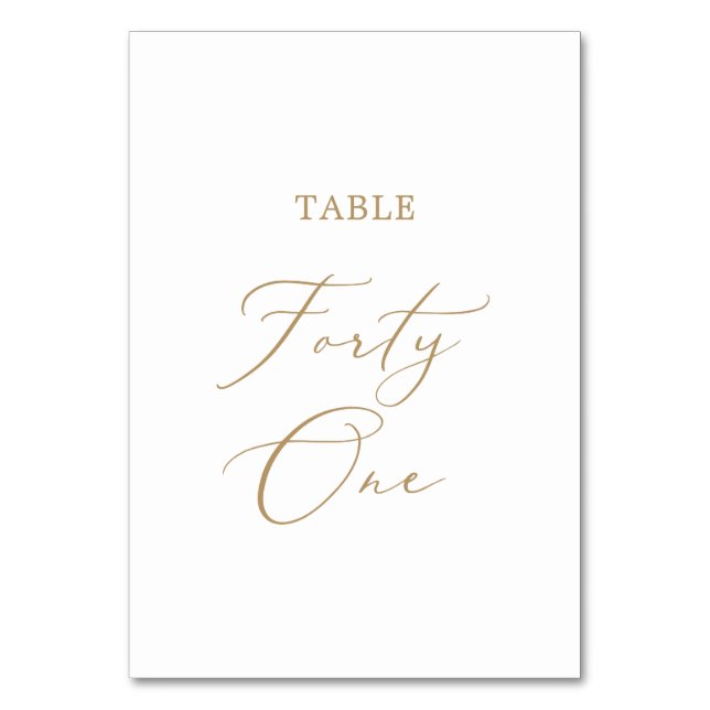 Delicate Gold Calligraphy Table Forty One Number (Front)
