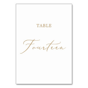 Delicate Gold Calligraphy Table Fourteen Table Number