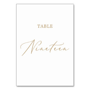 Delicate Gold Calligraphy Table Nineteen Table Number