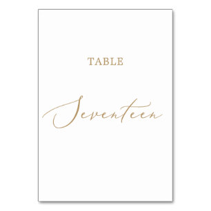 Delicate Gold Calligraphy Table Seventeen Table Number