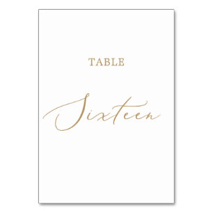 Delicate Gold Calligraphy Table Sixteen Table Number