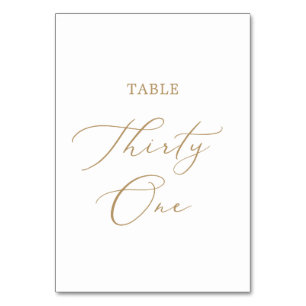 Delicate Gold Calligraphy Table Thirty One Number