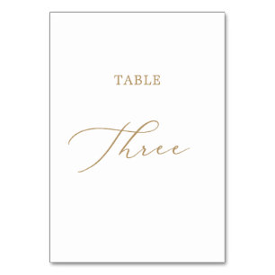 Delicate Gold Calligraphy Table Three Table Number