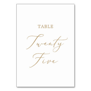 Delicate Gold Calligraphy Table Twenty Five Table Number