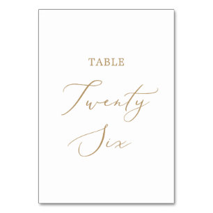 Delicate Gold Calligraphy Table Twenty Six Table Number