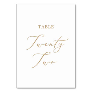 Delicate Gold Calligraphy Table Twenty Two Table Number