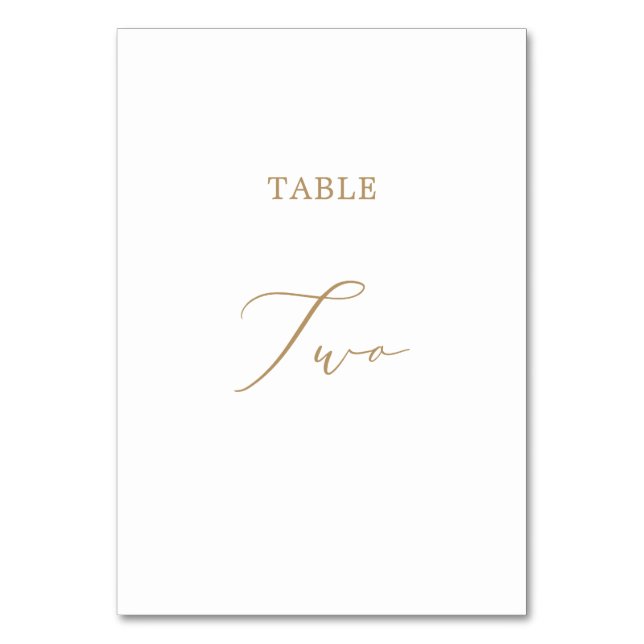 Delicate Gold Calligraphy Table Two Table Number (Front)