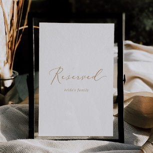 Delicate Gold Calligraphy Vertical Reserved Sign