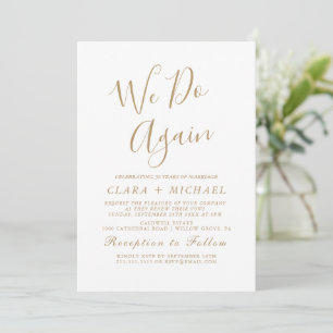 Delicate Gold Calligraphy "We Do Again" Vow Renewa Invitation