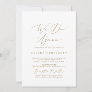 Delicate Gold Calligraphy We Do Again Vow Renewal Invitation