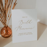 Delicate Gold Calligraphy Wedding Build Memories Pedestal Sign<br><div class="desc">This delicate gold calligraphy wedding build memories pedestal sign is perfect for a modern wedding. The romantic minimalist design features lovely and elegant champagne golden yellow typography on a white background with a clean and simple look.</div>