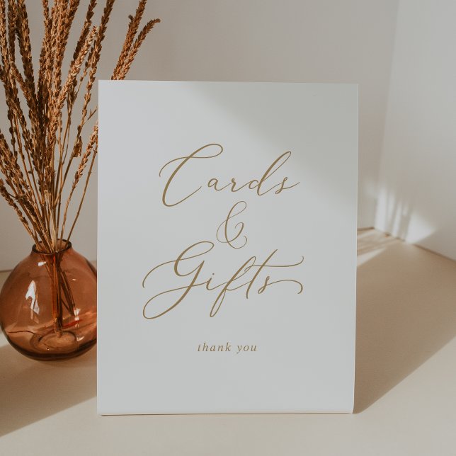 Delicate Gold Calligraphy Wedding Cards and Gifts Pedestal Sign (Creator Uploaded)