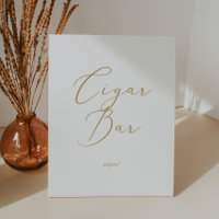 Delicate Gold Calligraphy Wedding Cigar Bar