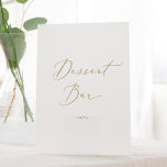 Delicate Gold Calligraphy Wedding Dessert Bar Pedestal Sign<br><div class="desc">This delicate gold calligraphy wedding dessert bar pedestal sign is perfect for a modern wedding. The romantic minimalist design features lovely and elegant champagne golden yellow typography on a white background with a clean and simple look.</div>