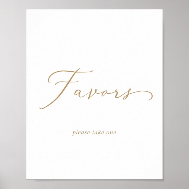 Delicate Gold Calligraphy Wedding Favours Sign (Front)